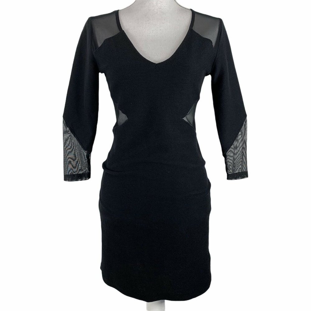 H&M Small Bodycon Dress Sheer Accents Half Sleeve